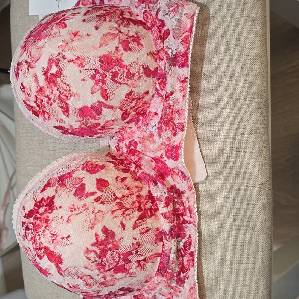 Jessica Simpson Red Floral Lace Bra